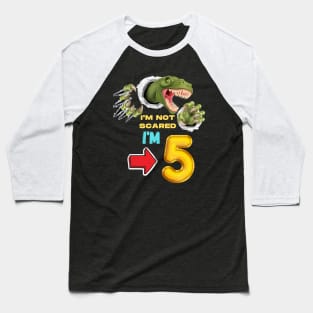 5th Birthday Dinosaur Roaring Baseball T-Shirt